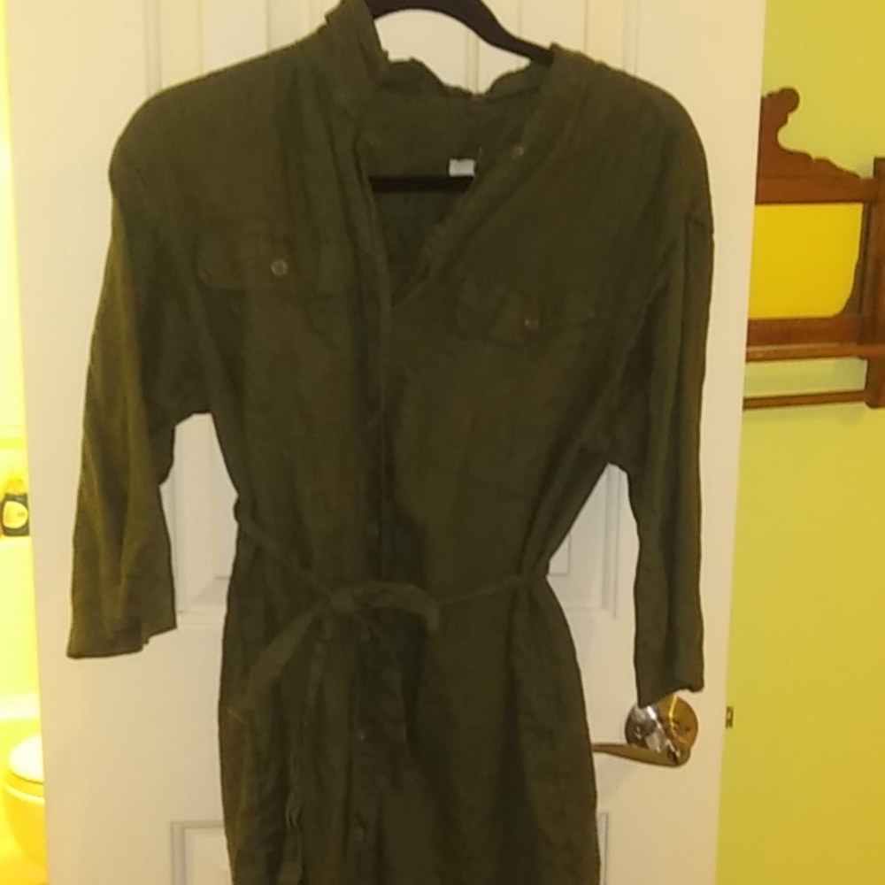 Green tie up dress